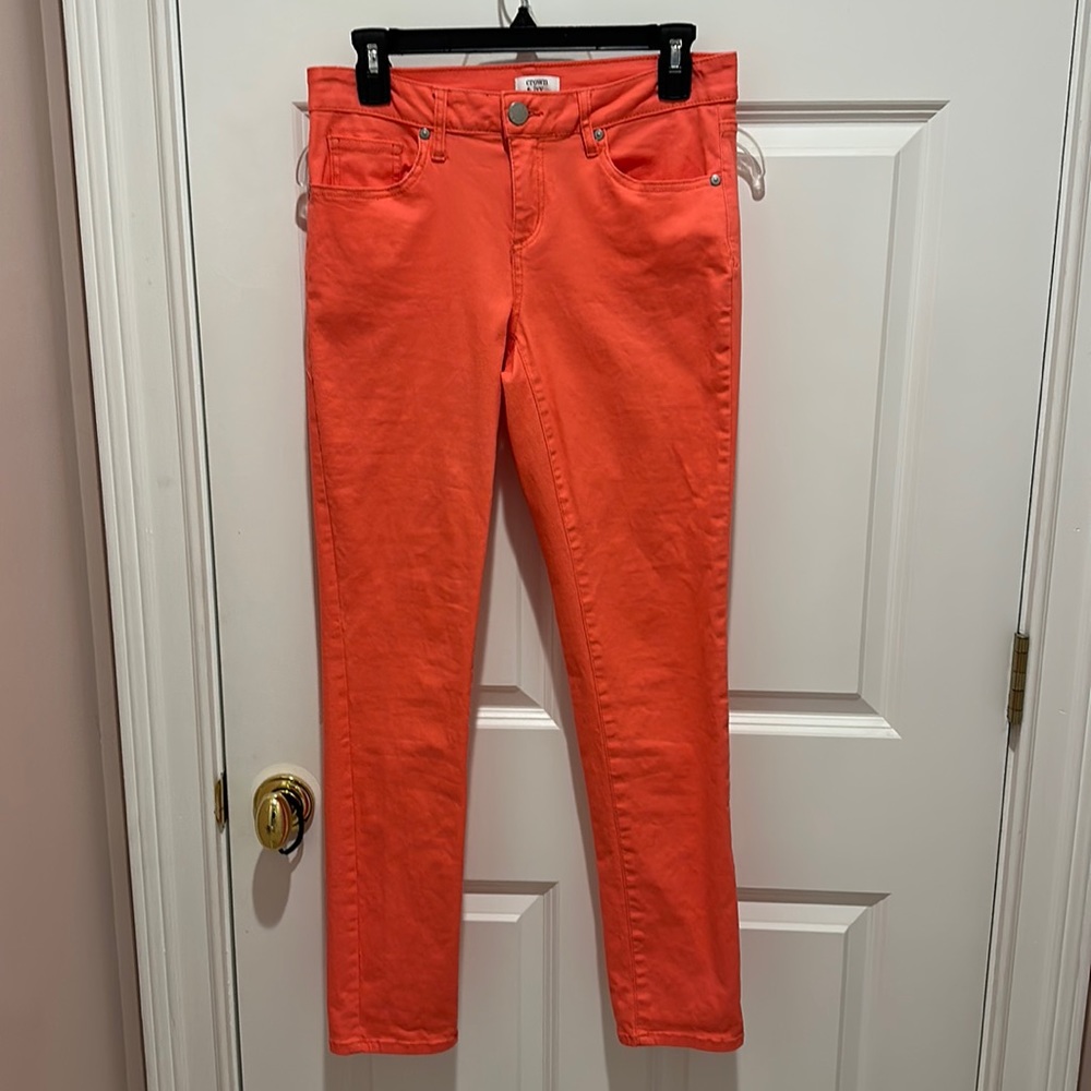 Crown & Ivy skinny stretch pants. Bright coral size 2.